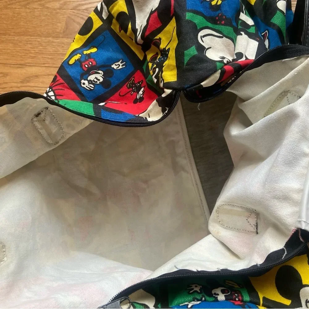 VINTAGE MICKEY MOUSE DISNEY COLORFUL TOTE DUFFEL BAG